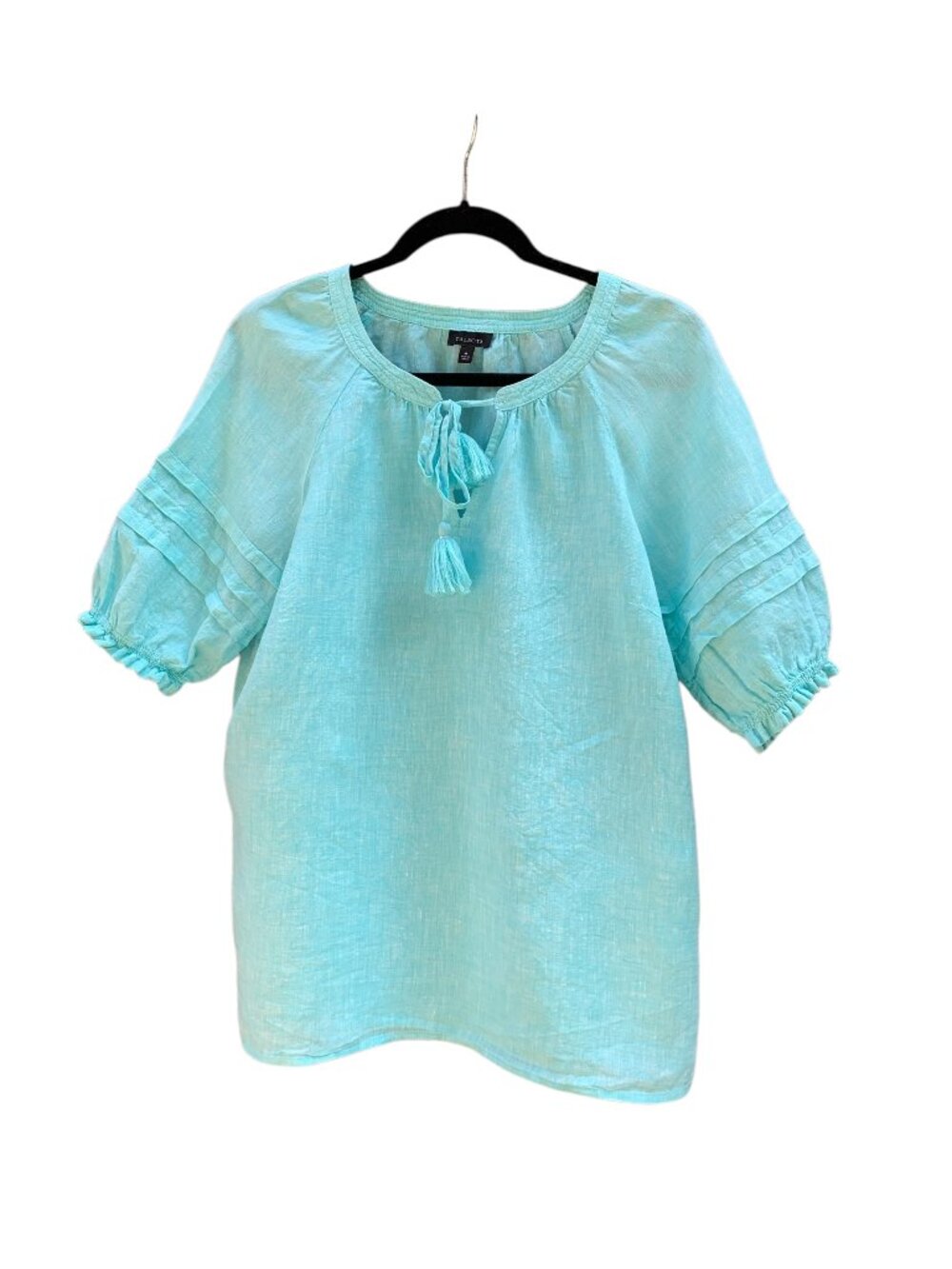 Talbots Light Turquoise Linen Top Womens Size M